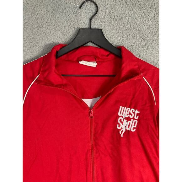 Vintage West Side Red Varsity Track Jacket Men's Size L Casual‎ Zip-Up - Picture 8 of 11